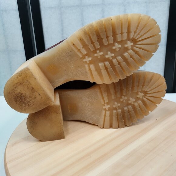 FREE PEOPLE Cheslea Cherry Chocolate Leather Lug Ankle Boots Women EU39 / US8.5 - Picture 13 of 16